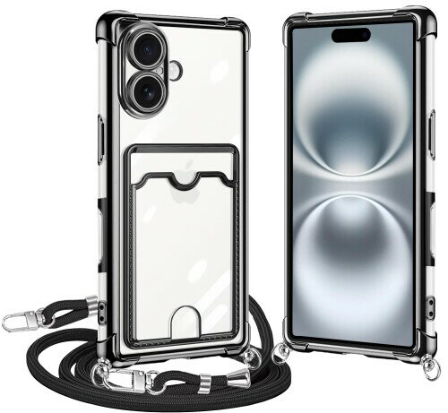 Retro - ATUSIDUN For iPhone 17 ケース クリア ショルダー iphone 17 カバー カード収納 アイフォン17 スマホケース 肩掛け 首かけ 斜めがけ 縄掛け ケース 透明 TPU 耐衝撃 薄型 軽量 カード入れ 財布型 ス