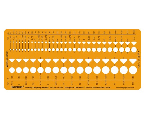 (Design-5) - Diamond & Circle Gemstone Guide Symbols Template Stencil Jewellery Designing Drawing Drafting Templates