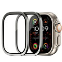 Hinnwer ガラスフィルム for Apple Watch Ultra 2 / Ultra 1 49mm フィルム 強化ガラスフィルム ステンレススチールフレーム 耐傷性 指紋防止 チタニウム色 全面保護 保護カバー ケース コンパチブル(2)