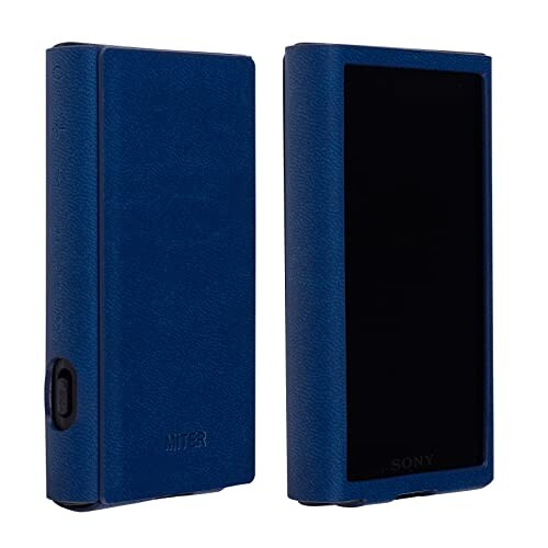 MITER  ˡ ޥ Sony Walkman NW-A307 A306 A303 A300  Υꥢ PU 쥶 С Case Cover for A300 (Navy)