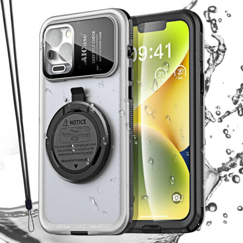 AICase セルフチェック防水電話ケース iPhone 14 用 水中タッチスクリーン 防水 防塵 防雪 ダイビング電話ケース 内蔵スクリーンプロテクター シャワー、バイク、ビーチ、シュノーケリン用