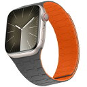 (ZZDZZ) コンパチブル Apple Watch バンド 42mm 41mm 40mm 38mm 強力なシリコン磁気 防水 に対応 Apple Watch シリーズ10 9 8 7 6 5 4 3 2 1 SE(グレーー/オレンジ)