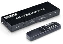ELEVIEW HDMI 切替器 分配器 マトリックス 4入力 2出力 4K HDCP1.4 音声分離機能 (光デジタル・3.5mmステレオ音声出力) PS4・Nintendo Switch・ブルーレイレコーダーなど対応 手動切り替え リモコン付