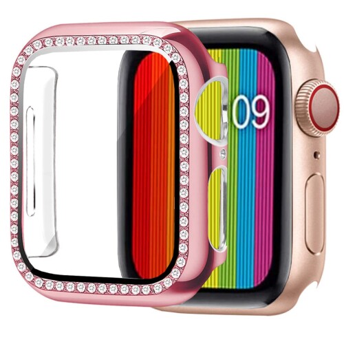 venk アップルウォッチカバー ケース apple watch用 Series 8 7 SE 6 5 4 3 2 Ultra ガラスフィルム 一体型 38mm 40mm 41mm 42mm 44mm 45mm 49mm シリーズに全面保護 (Series 1 2 3(38 MM), ローズピンク)