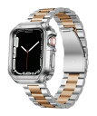 コンパチブル Apple Watch バンド 46mm 45mm 44mm 42mm 41mm 40mm 38mm コンパチブル アップルウォッチバンド ステンレス シルバー ローズゴールド ポリッシュTPUケース コンパチブルiWatch ベルト Series