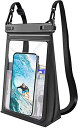 Guzack 防水ケース スマホ 防水 ケース 携帯 大型 防水スマホケース 大容量 TPU スマホ IPX8 防水認定 指紋・タッチ操作・Face ID認証対応 お風呂用 左右二重ロック保護 完全密封 新版 ネック