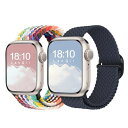 LanQii コンパチブル アップルウォッチ バンド 46mm 49mm 45mm 44mm 42mm Apple Watch ナイロンバンド 編み込み スポーツ アップルウォッチベルト Series 10 46mm 9 8 7 6 5 4 3 2 1 /SE/SE 2/Ultra 2/Ultra に対応 長(2)