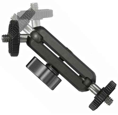 ダブル ボールヘッド マジックアーム ジョイント1/4インチ 両端 ボール 雲台 カメラアーム 360° パノラマ 自由回転 チルト 角度変更 マウント アダプター (BK)