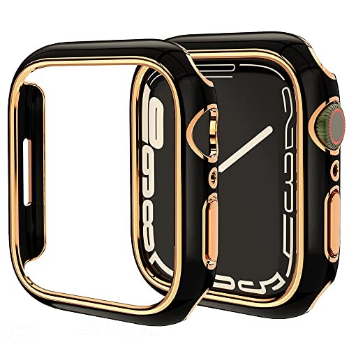Miimall 対応 Apple Watch 8 41mm/7 41mmケース アップルウォッチシリーズ 8 2022/7 ケース PC材質 オシャレ設計 傷防止 防塵 軽量 防衝撃 保護バンパー Apple Watch Series 7 側面カバー（41mm|ブラックx縁：