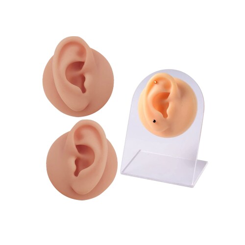 ziyue 耳 模型 シリコン 1:1 耳モデル 両耳 左右セット 肌色 人工 耳つぼ ツボ ピアス 耳ツボ 針灸 縫..