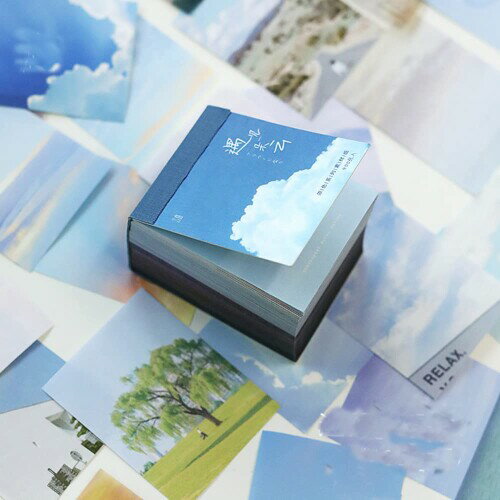 Alideco コラージュ 素材 ペーパー 素材紙 400枚入り 手帳 ジャンクジャーナル メモパッド デザ インペーパー 空の雲の色 海外 風景 オイルペインティング スケジュール ノート カレンダー