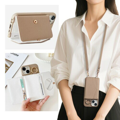 YURAMYRAI AQUOS Sense9 ケース 背面手帳型 対応 AQUOS Sense 9 SH-53E SHG14 SH-M29 スマホケース ショルダー タイプ 携帯ケース 背面カード収納 全面保護カバー 耐衝撃 落下防止 すり傷防止 キャメル