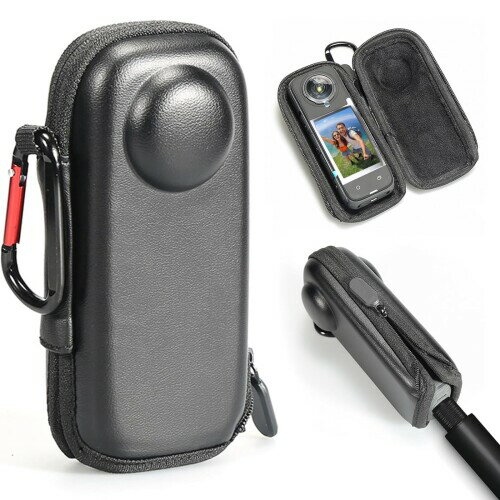 Insta360 X5 用 ケース 収納ケース Mosasa 保護収納ケース 旅行用 全面保護 紛失防止 滑り止め 薄型 軽量 キズ防止 耐衝撃 防塵-ブラック