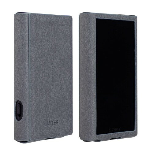 MITER ケース ソニー ウォークマン Sony Walkman NW-A307 A306 A303 A300 用 手作りのイタリア製 PU レザー カバー Case Cover for A300 (Gray)