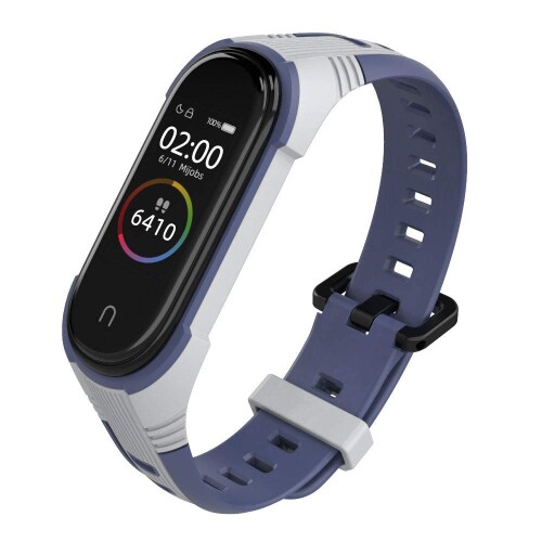 楽天まばし商店XIHAMA For Xiaomi Miband7 / Miband6 / Miband5 ブレスレット シリコンバンド Mi Band 5/6/7 交換用ベルト （Miband765 灰/ネービー）