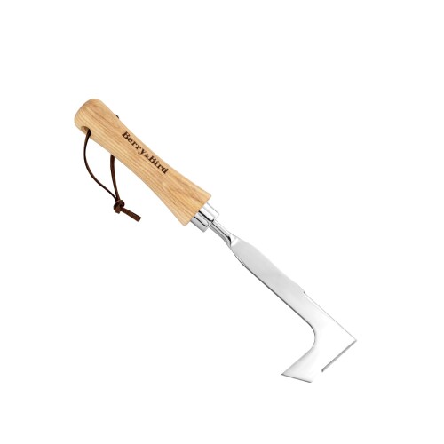 Berry&Bird ステンレス製雑草除去ツール、31.1cm/12.2in手動クラック除草器、L字型デザイン＆レザー吊..