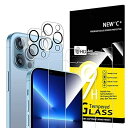 NEW'C 4 個パック、 iPhone 13 Pro Max 用強化ガラス スクリーン プロテクター x 2、カメラ保護用カメラ強化ガラス x 2、傷防止、気泡なし、非常に耐久性に 硬度 9H ガラス