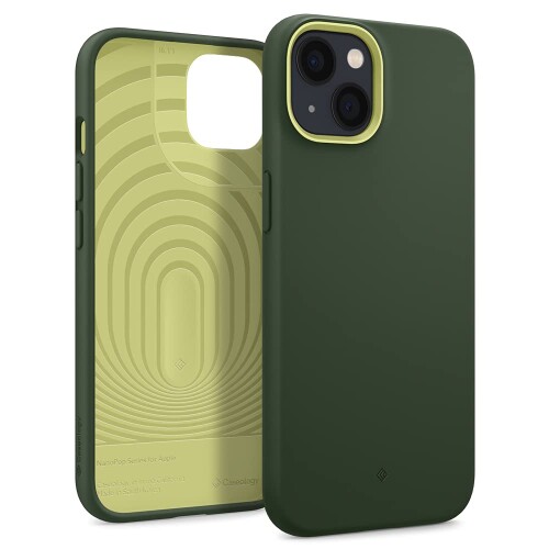 Caseology iPhone 13 mini 対応 ケース TPU シリコン コーティング 耐久性 サラサラ 柔軟性 カバー ナノ ポップ - アボグリーン