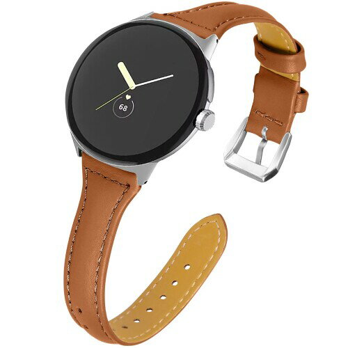(Miimall) 本革バンド Google Pixel Watch向けのレザーバンド グーグル ピクセル ウォッチ用本革ベルト皮革 留め金 高級 レザー 快適 簡単取付 Google Pixel Watch 対応交換バンド レザーベルト（ブラ