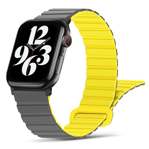 シリコン磁気アップルウォッチ バンド コンパチブル Apple Watch バンド 49mm 45mm 44mm 42mm 41mm 40mm 38mm Ultra2 Ultra シリーズ9 8 7 6 5 4 3 2 1 SE 、薄型シリコン磁気ループ交換用バンド(両面ウェアラ