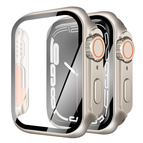 YUGYUG 対応 アップルウォッチ カバー Series 11/10 アップルウォッチ ケース PC素材 Apple Watch Ultra風ケース Apple Watch ケース ガラスフィルム 一体型 日本旭硝子材 二重構造 Apple Watch カバー 全面