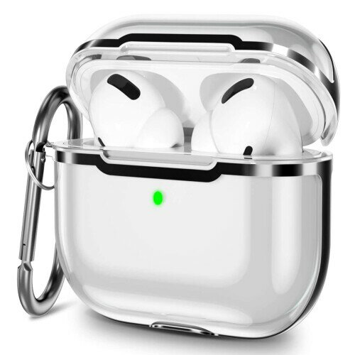 AirPods 3 P[X 2021f AirPods 3ɑΉ TPUJo[ LED Jrit CX[dΉ h~ ϏՌ [d\ Jrit AirPods 3[dP[XJo[ NA (+)