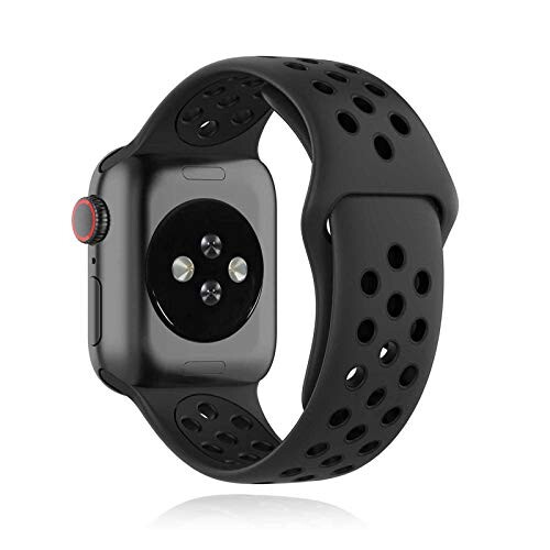 ZENGYQI コンパチブル Apple Watch バンド 38mm 42mm 40mm 44mm,ソフトシリコンバンド 通気性 スポーツシリコンストラップリストバンド交換バンドリストバンド iWatch series SE 10/9//8/7/6/5/4に対応 (38mm/4
