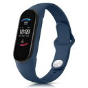 (Amzpas) コンパチブル Xiaomi Mi Band 6/Mi Band 5/Amazfit band 5 バンド 交換用ベルト 柔らかい シリコンバンド 調節可能 (紺)