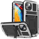 PboyiqiS iPhone 14 ケース,耐衝撃 防水 防塵 三防アイフォン14 6.1インチアルミケース,スタンド機能,アルミバンパー ケース 強化ガラス内蔵 ,最強級金属合金 360 強力保護 軍用 耐衝撃 ケ
