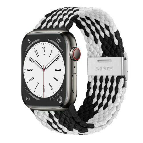コンパチブル Apple Watch バンド 無段階に調整なステンレスバックルブレイデッドソロループベルト ファッションで快適な伸縮性で通気性の良いストラップ アップルウォッチシリーズ 8 7 6