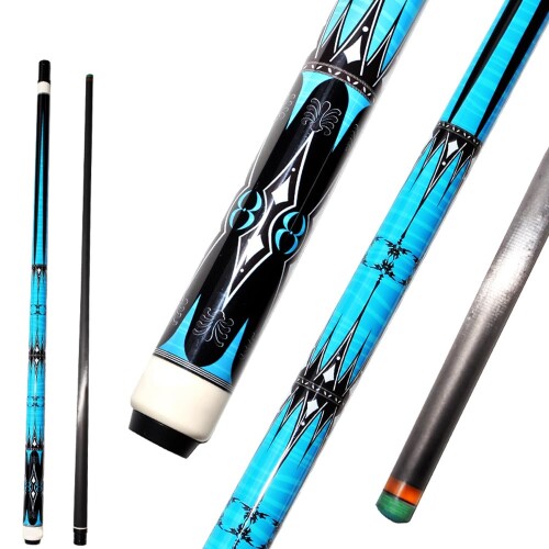 ビリヤードキュー 147cm 1/2分割 プレイキュー カーボンファイバープールキュースティック快適なグリップ12.4mm先端ビリヤード愛好家のための正確なコントロール 重量調整可 19〜20oz ラジアルジョイント (青) カーボンファイバー製本体は軽量かつ高剛性で、衝撃に強く変形しにくい特性を持ちます。ラジアルジョイントを採用することで、分割部分の接続が密着し、打球時のパワー伝達ロスを抑え、安定したスイングを実現します。 全長 147cm のビリヤードキューを 2 分割構造にすることで、バッグに収めやすくなり、レジャー施設への持参や家庭での保管にスペースを取らず、ビリヤード愛好家の外出や収納の負担を軽減します。 12.4mm の適度な太さの先端は、ボールとの接触面積を最適化し、スピンのかけ具合や打球の方向性を細かくコントロールできます。初心者から上級者まで、自分の意図通りのプレイを楽しめます。 重量を 19oz から 20oz の範囲で調整できる設計で、プレイヤーの体格やプレイスタイルに合わせて最適な手感を選べます。軽めの設定でスピーディなスイング、重めの設定で安定したパワーショットに対応します。 グリップ部分に滑り止めかつ肌触りの良い加工を施し、手の汗で滑ることを防ぎながら、長時間のビリヤードゲームでも手の疲れを軽減します。安定したグリップで、最後まで集中してプレイできます。 【主な仕様と構成】 商品名:ビリヤードキュー 素材:カーボンファイバー(前肢 ■後肢) 全長:約147cm(58インチ) 構造:2ピース(1/2分割式) チップ直径:12.4mm ジョイント:8条ねじステンレスジョイント 重量:19〜20ozの範囲で調整可能 グリップ仕様:UV印刷+弾性塗装 附属品:ビリヤード用チョーク*2、ビリヤードグローブ *1 【組み立て ■取り扱い上の注意 】 接合部のネジは、手でしっかりと締めてください(工具使用は避けてください) 過度な力での締め付けは、ネジ山の損傷原因となります 【使用場面】 ■ビリヤードホールでのブレイクショット ■自宅や練習施設でのブレイク練習 ■競技会やトーナメントでの使用 ■ビリヤード愛好家の普段使い 【お手入れと保管】 ■使用後は柔らかい布で表面を軽く拭き取り、直射日光の当たらない場所で保管してください。 ■グリップ部分は水で湿らせた布で拭くことをお勧めします。 ■収納ケースを使用することで、キュー本体への衝撃や傷を防ぐことができます。 ■高温多湿の環境での長期保管は素材に影響を与える可能性があります。 【注意事項】 ■本来の用途(ビリヤードプレイ)以外での使用はお控えください。 ■強い衝撃や落下からは保護してください。 商品コード59082385953商品名ビリヤードキュー 147cm 1/2分割 プレイキュー カーボンファイバープールキュースティック快適なグリップ12.4mm先端ビリヤード愛好家のための正確なコントロール 重量調整可 19〜20oz ラジアルジョイント (青)型番分割式ビリヤードキュサイズ147cmカラー青※他モールでも併売しているため、タイミングによって在庫切れの可能性がございます。その際は、別途ご連絡させていただきます。※他モールでも併売しているため、タイミングによって在庫切れの可能性がございます。その際は、別途ご連絡させていただきます。
