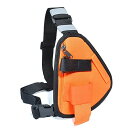 (YNIBST)多用途 無線機チェストリグ ハンディ無線機用 三角型 チェストバッグ 小型ラジオホルスター 無線機・アンテナ保護 オレンジ
