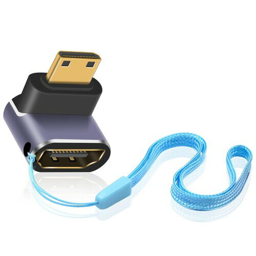 Duttek L字型HDMIミニ HDMI延長アダプタ, 8K HDMIミニ HDMI2.1変換アダプター Mini HDMI(オス) to HDMI(メス) 変換アダプタ金メッキコネクタ 8K@60Hz, 4K@144Hz, 2K@240Hz HDR対応 (上向き)
