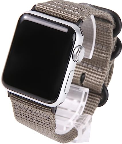 Airself Apple Watch 対応ベルト コンパチブル 時計バンド NATOベルト アップルウォッチ交換ストラップ iWatch 38mm 40mm 41mm 42mm 44mm 45mm Watch Series 6/SE/5/4/3/2/1に対応 (38mm/40mm/41mm, グレー(黒バックル))