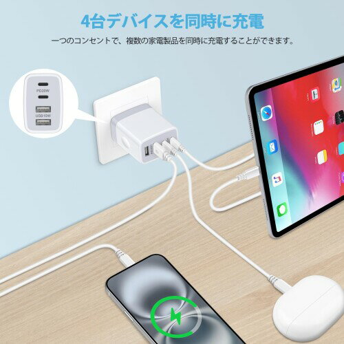 Viviber 新型usb コンセント急速充電 4ポート iPhone16充電器 type-c acアダプタ(USB-CポートPD20W+USB-Aポート10W)タイプCコンセント USB-C電源アダプター usb iphone充電器 iphone15 タイプc充電器 iPhone 16 pro
