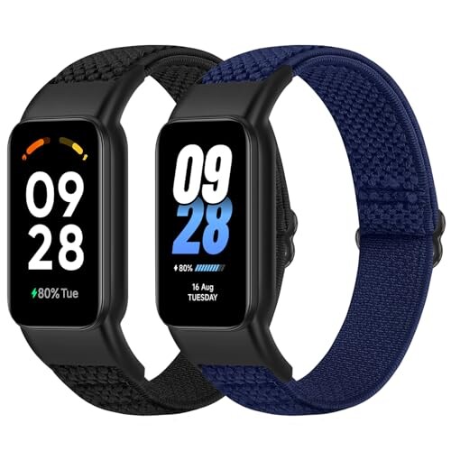 (Bcuckood) 弾性時計の交換バンド Xiaomi Smart Band 8 Active/Redmi Smart Band 2との互換性、調整可能な 伸縮性のある交換用ナイロンリストバンドスポーツストラップ女性男性向け、2パック