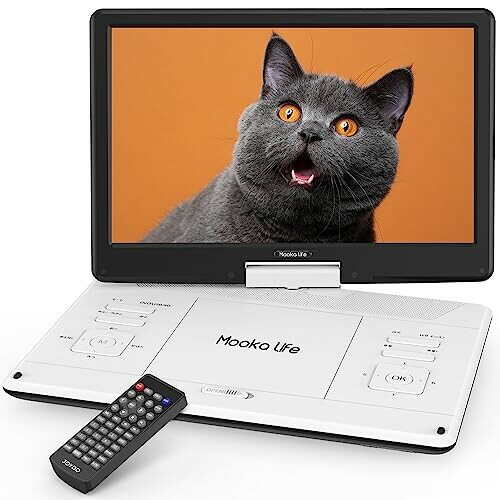 Mooka Life 14インチ ポータブル dvdプレーヤー 15.5型 1366 768 大画面 細い画面枠 5000mAh大容量バッテリー 6時間連続再生 ラストメモリー機能 180° 270°角度調整 折り畳める CPRM リージョンフリー