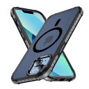 iPhone 13 用 ケース メタルボタン 半透明 MagSafe対応 マグネット搭載 カバー 米軍MIL規格 耐衝撃 マット感 黄ばみなし PinLiSheng (黒グレー, iPhone 13)