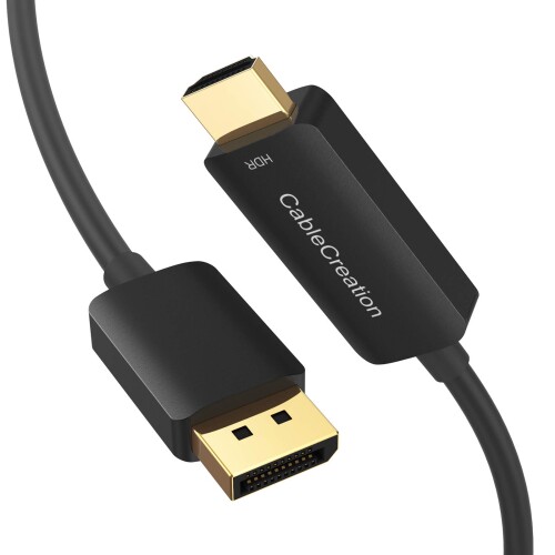 Displayport HDMI 変換ケーブル,CableCreation HDMI ディスプレイポート 変換ケーブル 4K@60Hz モニターケーブル オーディオ＆ビデオ同期 アクティブ PC テレビ PS5/4/3に対応 単方向伝送 2.5M ブラック