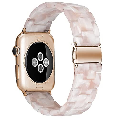 対応Apple Watch 9/8/7/1/2/3/4/5/6/SE/SE2 樹脂バンド Apple Watch 9 8 41mm 交換バンド バンド 樹脂材質 ステンレス 調節可能 アップルウォッチ 7 Apple Watch 9 8 交換バンド ベルト(フラワーピンク|38mm 40mm 4