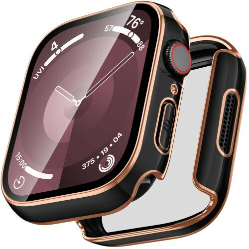 GEITOO Apple Watch 用 ケース防水 44mm Series 6/5/4/SEアップルウォッチカバー 一体型保護ケース 傷防止 軽量 強化ガラス防水 全面保護 衝撃吸収 防塵 傷防止 44mm ブラックとゴールド