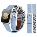 (HANDODO) Apple Watch バンド レディース 本革 42mm 41mm 40mm 38mm アップルウォッチ バンド ステンレス チェーン お...
