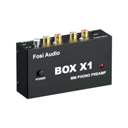 Fosi Audio BOX X1 フォノ プリアンプ MM ポータブヘッドフォンアンプ 超コンパクトミニステレオ Phono 3.5MMヘッドフォン・RCA出力 蓄音機・レコードプレーヤー ターンテーブル用 DC12V電源アダ