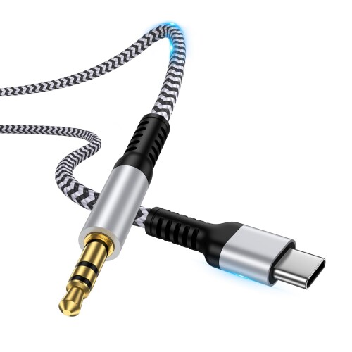 GAEF aux 車載用 オーディオケーブル Type-C to 3.5mm ステレオケーブル iPhone16 DAC搭載 タイプC AUXケーブル 高耐久ナイロン編 USB-C aux 変換ケーブル iPhone/iPad/Android用 ヘッドホン/ホーム&カーステ