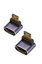 YFFSFDC HDMI L型変換アダプタ Mini HDMI(オス) to HDMI(メス) L型 HDMI延長アダプタ 8K HDMIミニ HDMI2.1変換アダプター 8K@60Hz, 4K@144Hz, 2K@240Hz HDR対応 金メッキコネクタ 2個セット (上向き)
