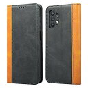 Havaya Galaxy A32 5G ケース Galaxy A32 ケース ギャラクシーa32 スマホケース scg08 ドコモ 手帳型 au 耐衝撃 カバー docomo Samsung マグネット式 カード収納 SoftBank レザー-ブラック+イエロー