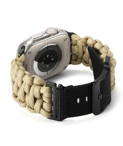 コンパチブルApple Watch バンド 550パラコード ナイロン 編み込みバンド 軍事風パラコード 49mm ?固で耐久性の互?アップルウォッチベルト冒険スポーツ 互?iWatch Ultra 男女兼用(ライトブラ