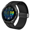 (Lamshaw) for Garmin Forerunner 965 バンド, スポーツ シリコン 磁気クラス 交換バンド 長さ調節バンド 交換ベルトストラップ 対応 Garmin Forerunner 965 / Forerunner 265 46 MM スマートウォッチ (ブラック)(2)