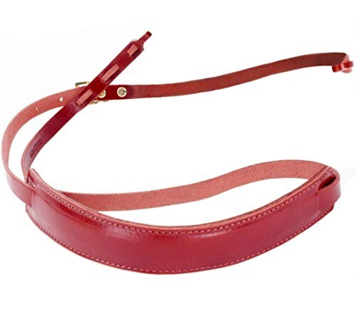 (ラフィカロ) イタリアンレザー 本革 カメラストラップ サイズ調整可能 一眼レフ ミラーレス メンズ レディース レッド