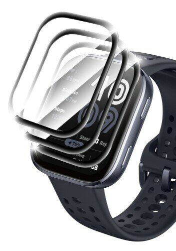 Maxku Amazfit Bip 6保護フィルム Amazfit Bip 6液晶保護フィルム PET複合材 炭素繊維 硬度4H 曲面対応 Amazfit Bip 6対応フィルム